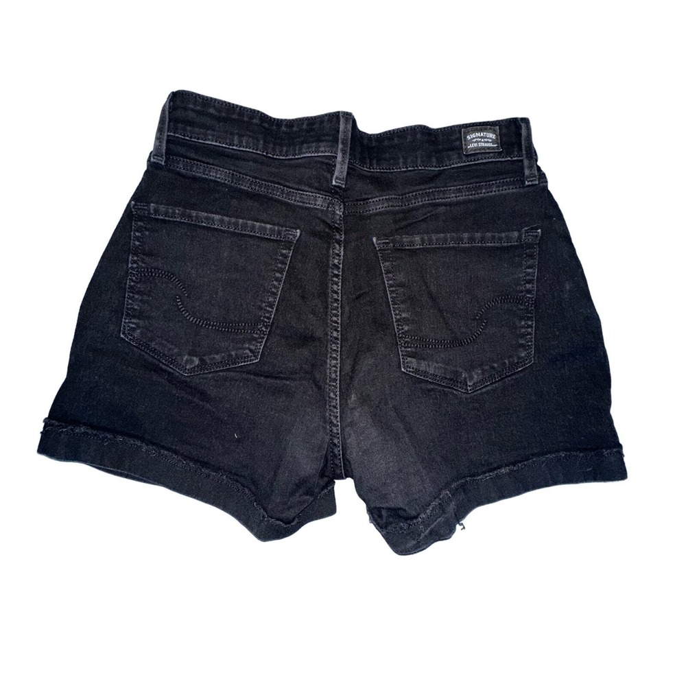 Signature by Levi Strauss & Co High Rise Shorts Size 4 W27 Black Cuffed Denim